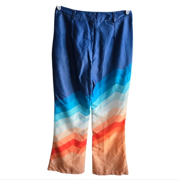 Womens BOHO Wide Leg Colorful Chevron Flare Pants Size Medium - Picture 2 of 6